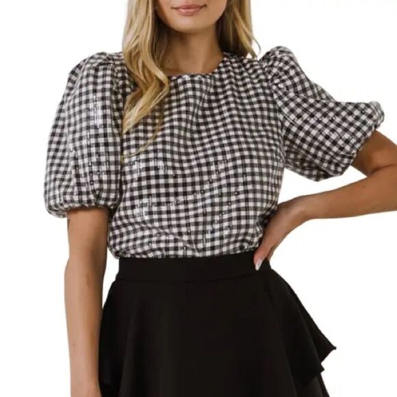 English Factory • Sequin gingham top - Picture 1 of 9